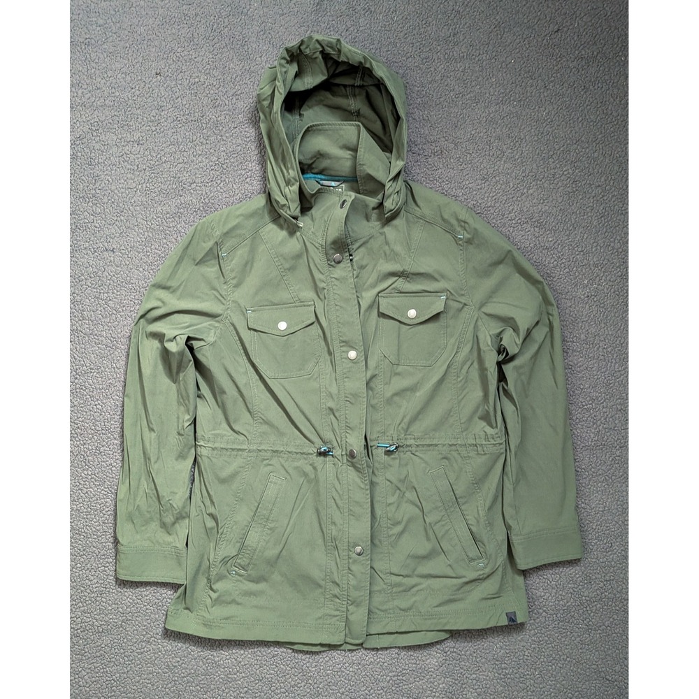 LL Bean Discovery Jacket Womens XL Olive Green Hooded Field Coat 289337